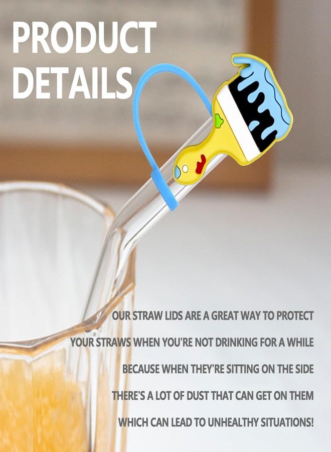 Meaxur 12pcs Art Painting Themed Reusable Food Grade Silicone Straw Sleeve Caps, Suitable for Party Favor Bags, Birthday Party, Friends Gathering Party Supplies,Dustproof Soft Straw Covers for 7-8mm Straws - Image 5